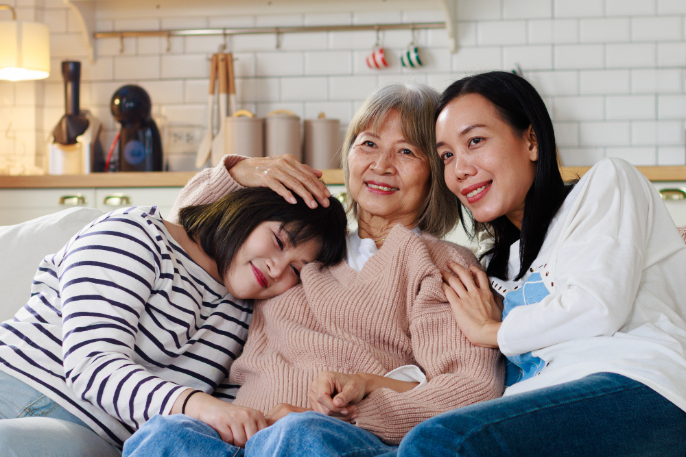 family safe from radon with good indoor air quality concept